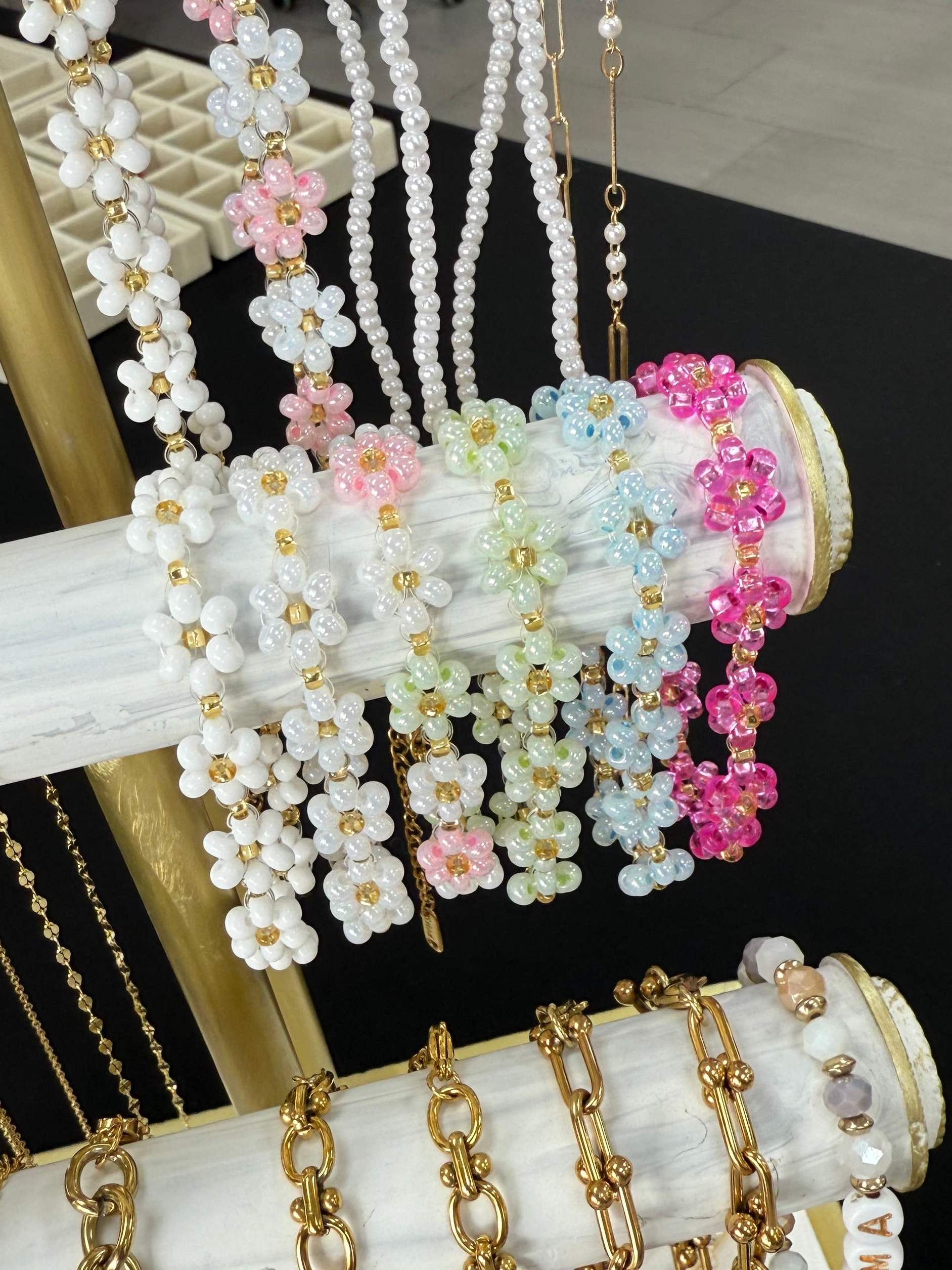 Handcrafted Beaded Flower Bracelet