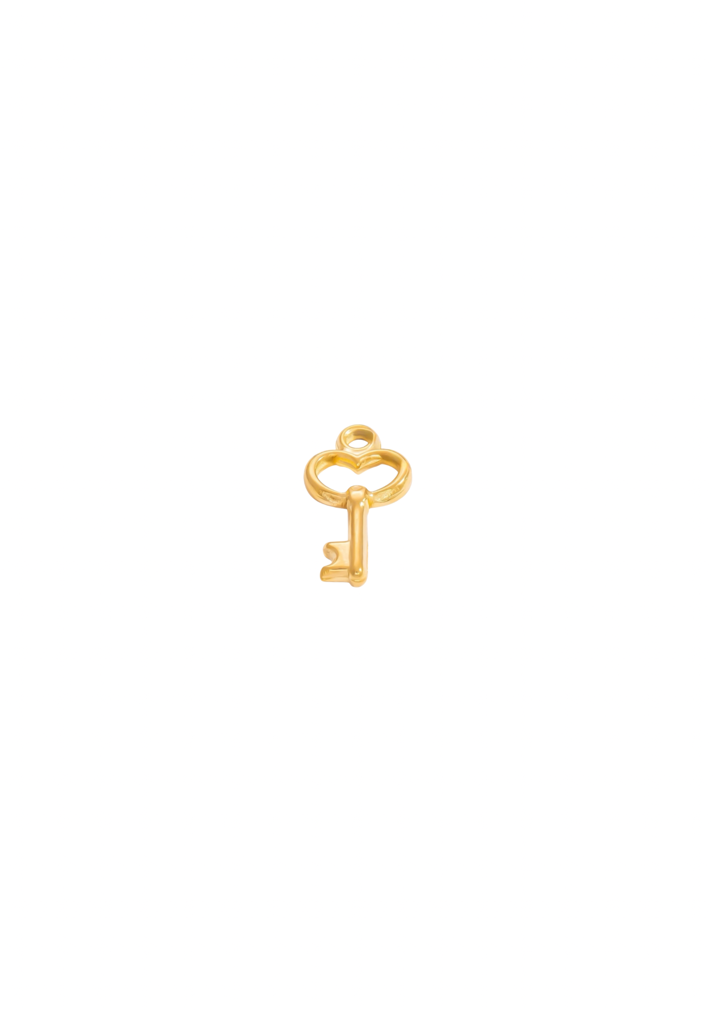 Heart Key Charm - Gold