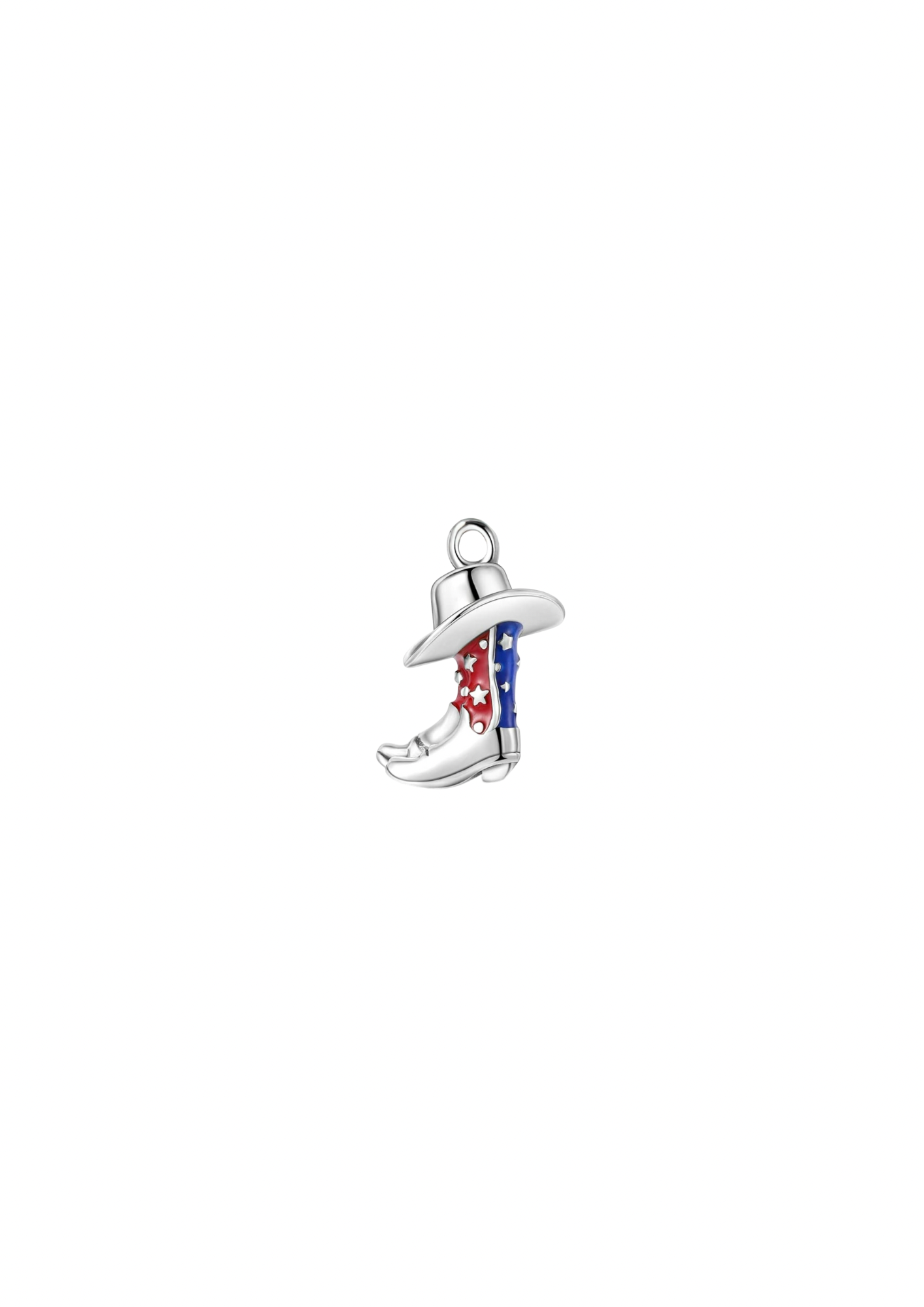 Cowboy Boot & Hat Charm - Silver/Blue/Red