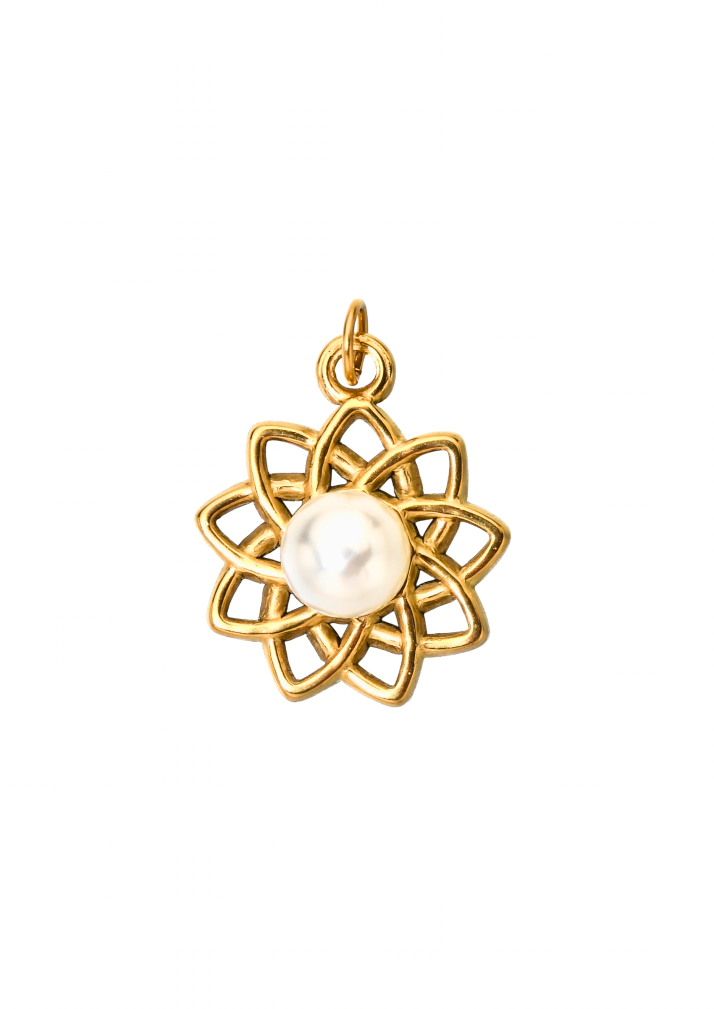 Pearl Inlay Flower Pendant - Large