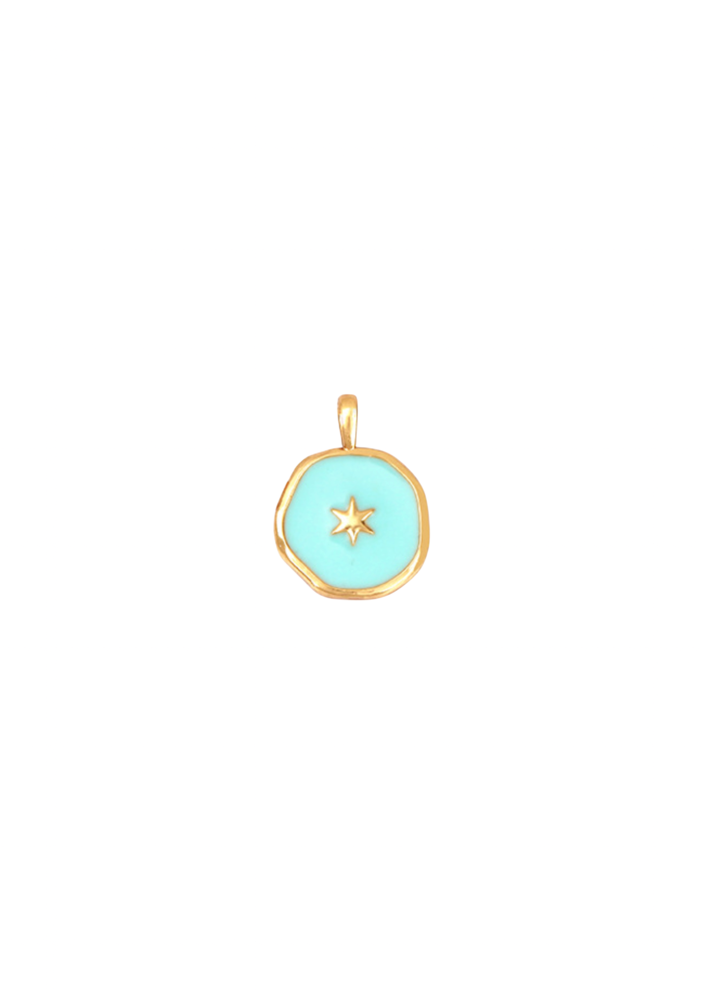Circle Star Charm - Aqua/Gold