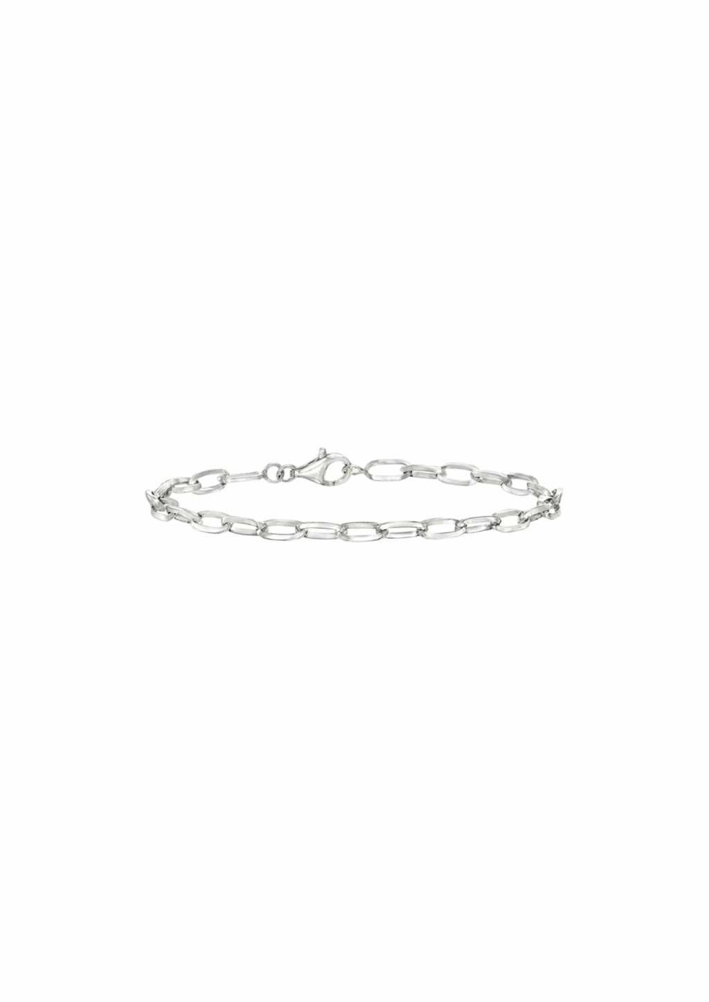 Polished Paper Clip Link Bracelet - Silver