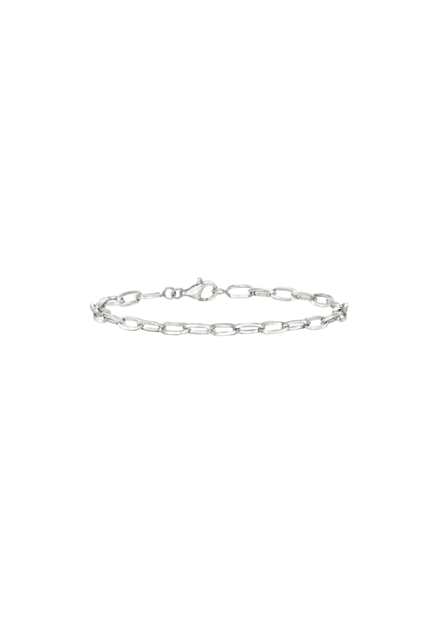 Polished Paper Clip Link Bracelet - Silver