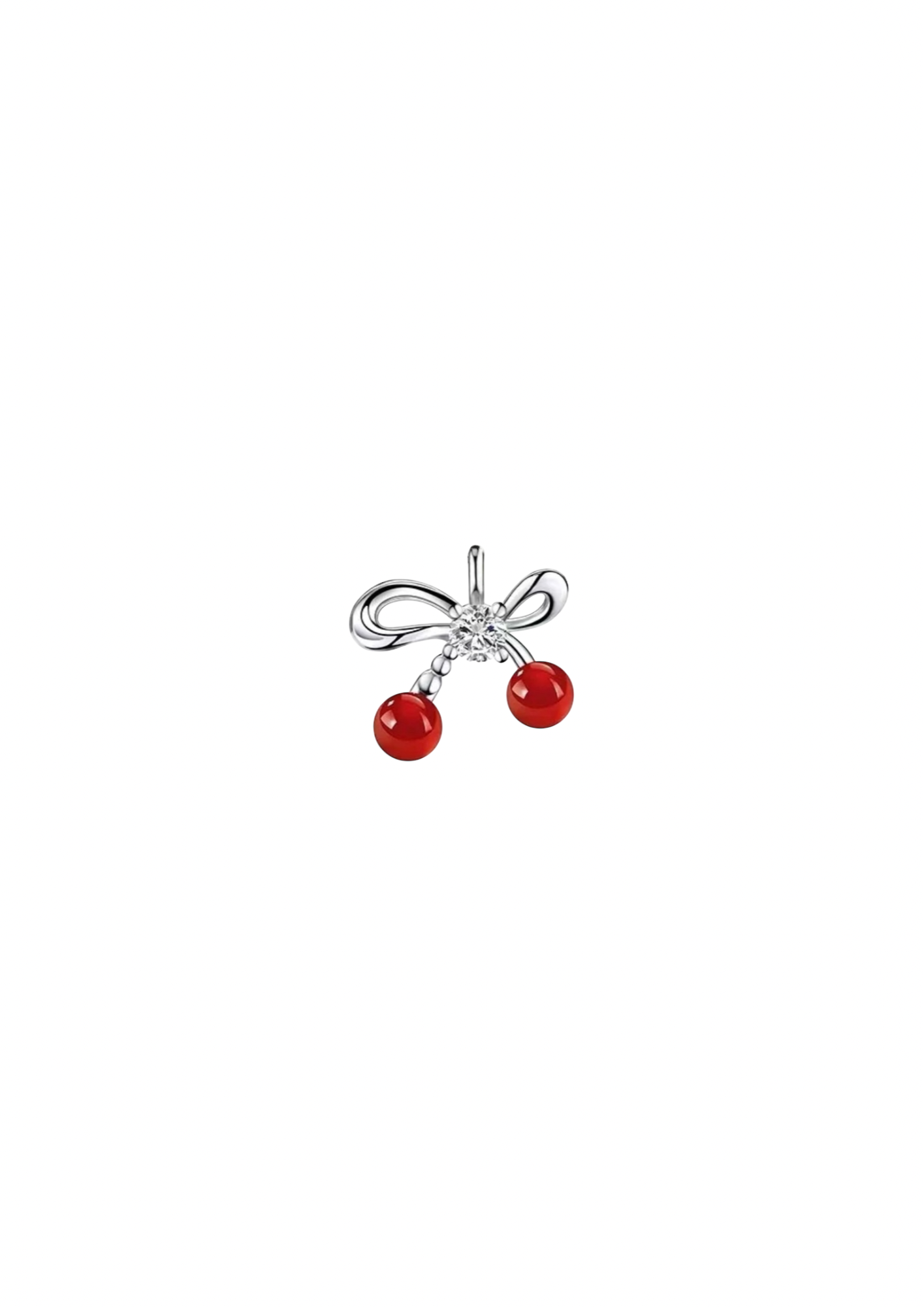 Cherry Bow Charm - Silver