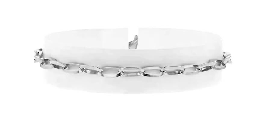 Polished Paper Clip Link Bracelet - Silver